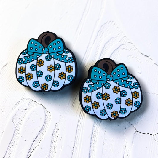 X342 - "Teal Pumpkin" Silicone Focal Bead for DIY Crafts (1 Count)