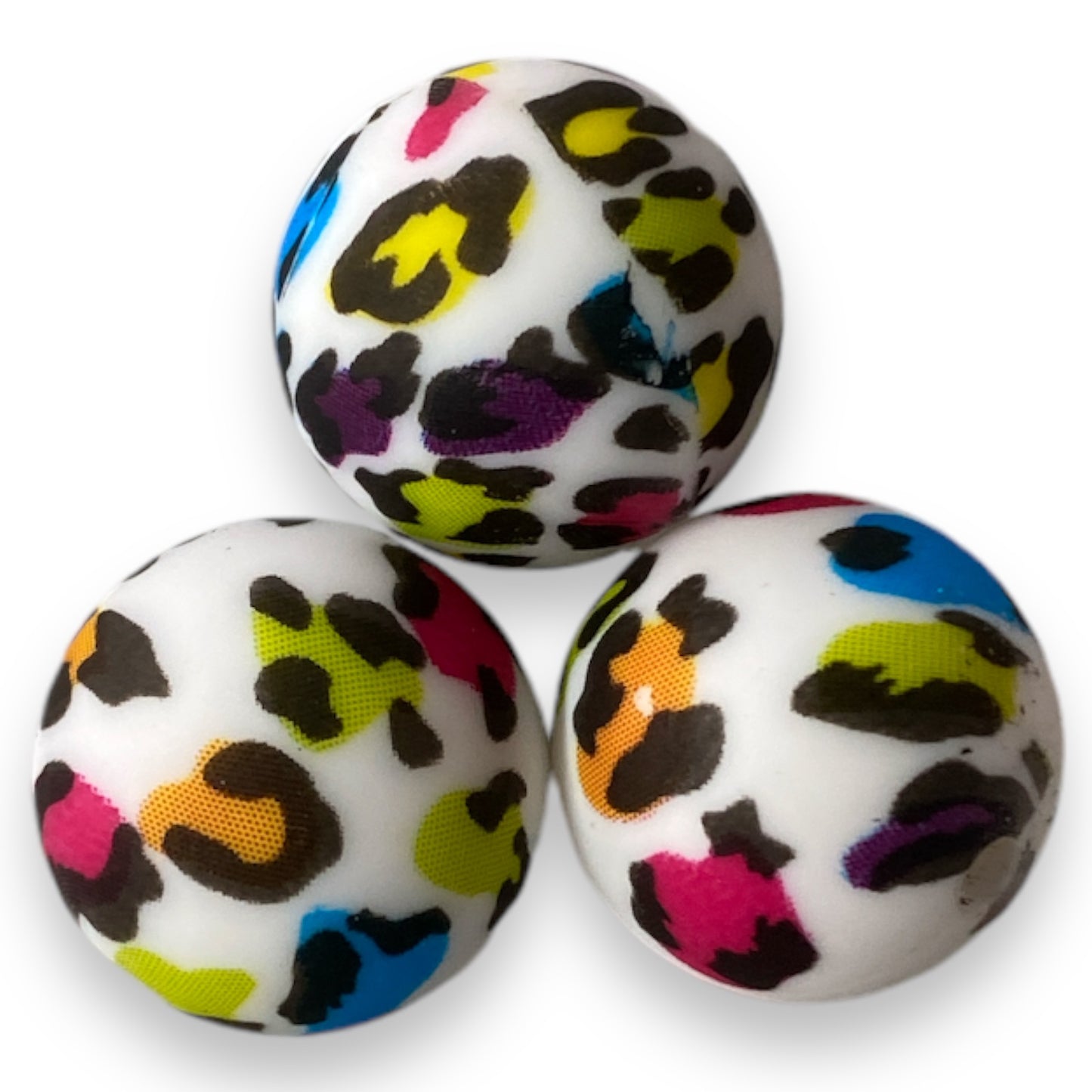 12mm-  A-08- Colorful Leopard  Silicone Beads