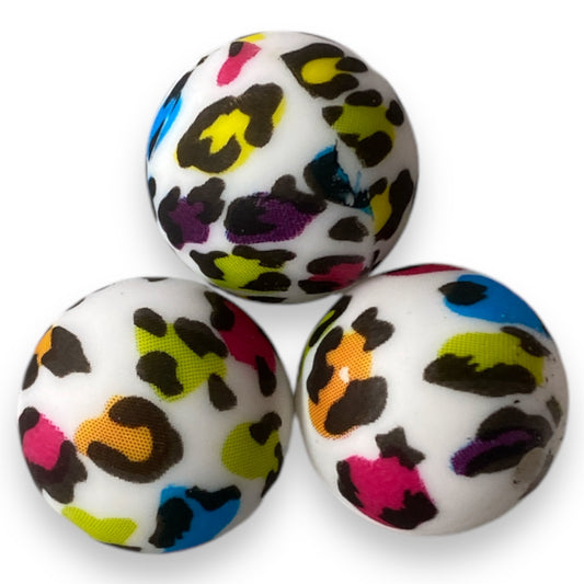 A-6017- 19mm "Colorful Leopard" Silicone Beads