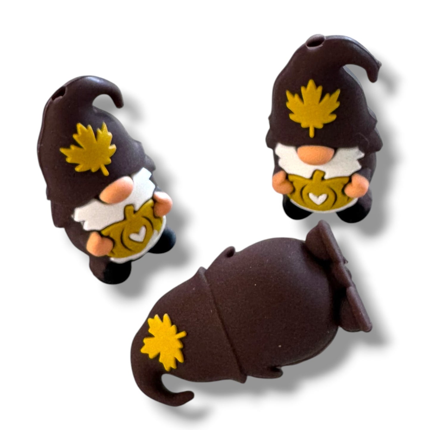 h947- "Pumpkin Gnome 3D" Silicone Focal Bead for DIY Crafts (1 Count)