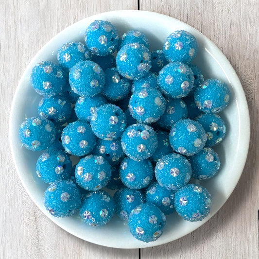 #640 - 20mm "Mint Blue Sugar Starburst" Bead