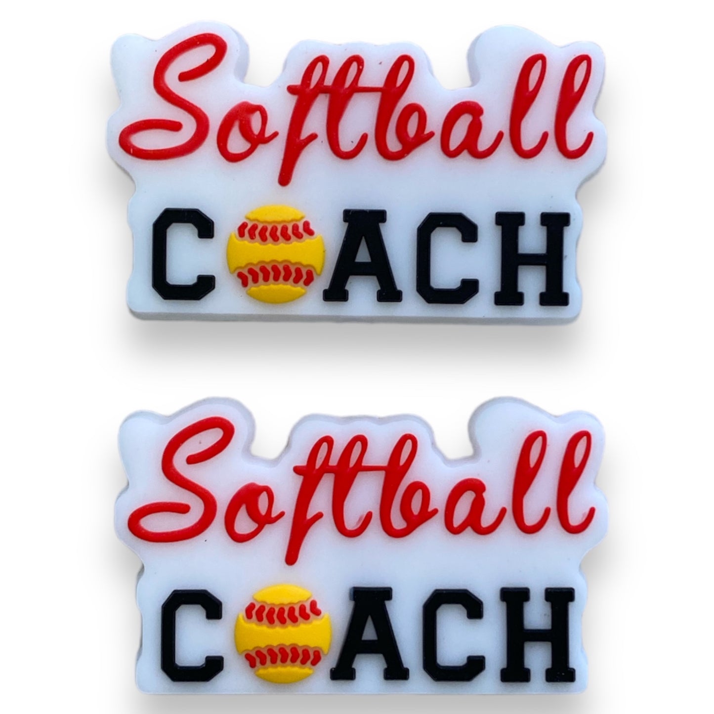 X214 - Softball Coach Silicone(1 Count)  Focal Bead