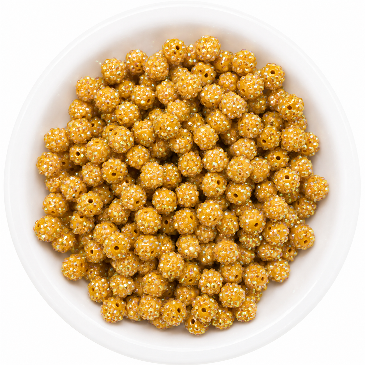 #195 - 12mm Dark Mustard AB Rhinestone  Beads (20 Count)