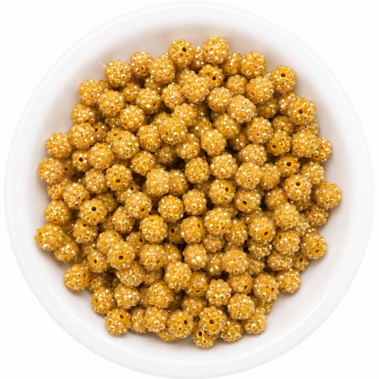 #195 - 12mm Dark Mustard AB Rhinestone  Beads (20 Count)