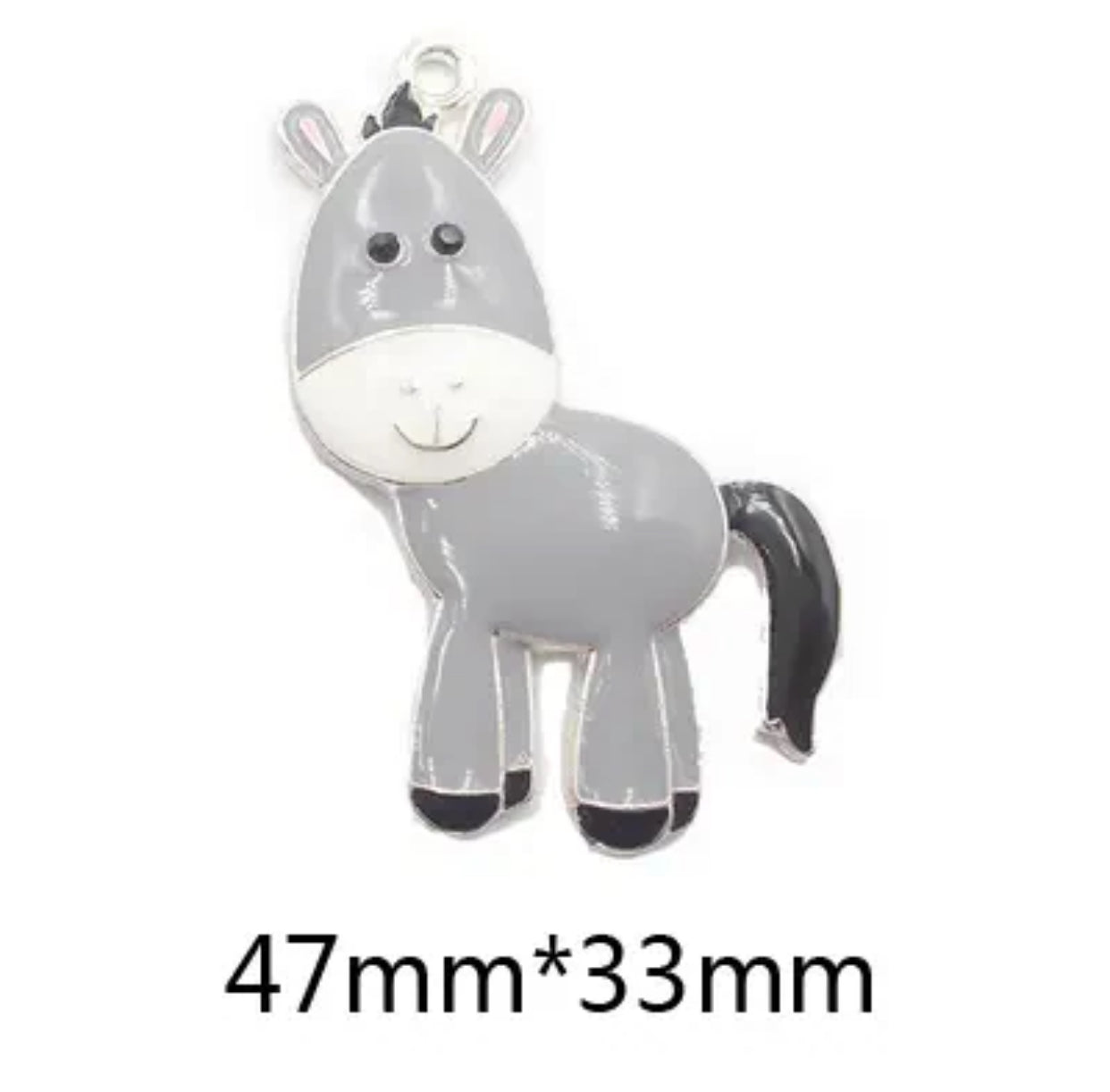 Q-A57 - Gray Horse Enamel Alloy Metal Pendant