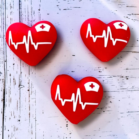 h993- "Medical Heart 3D" Silicone Focal Bead for DIY Crafts (1 Count)