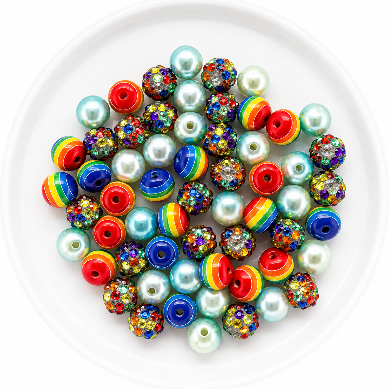 Rainbow 12mm Acrylic Bubblegum 60 Count Bead Mix | Wholesale Bulk Beads