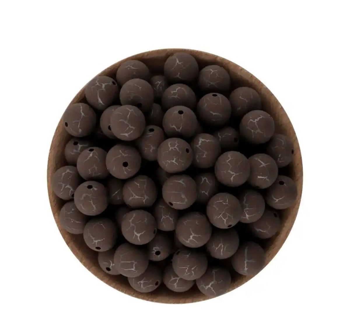 T18- 15mm “Brown - Western Design” Pattern Silicone Beads