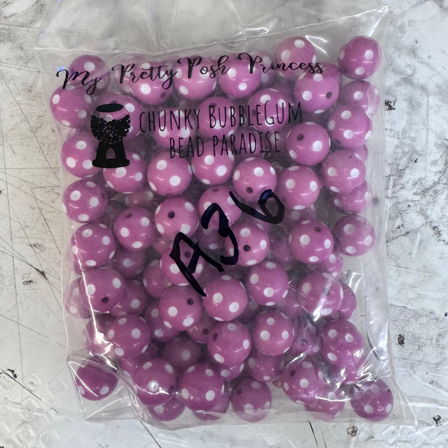 A36- 20mm Grape Polka Dot Acrylic Beads 100 Count  *WAREHOUSE SALE*