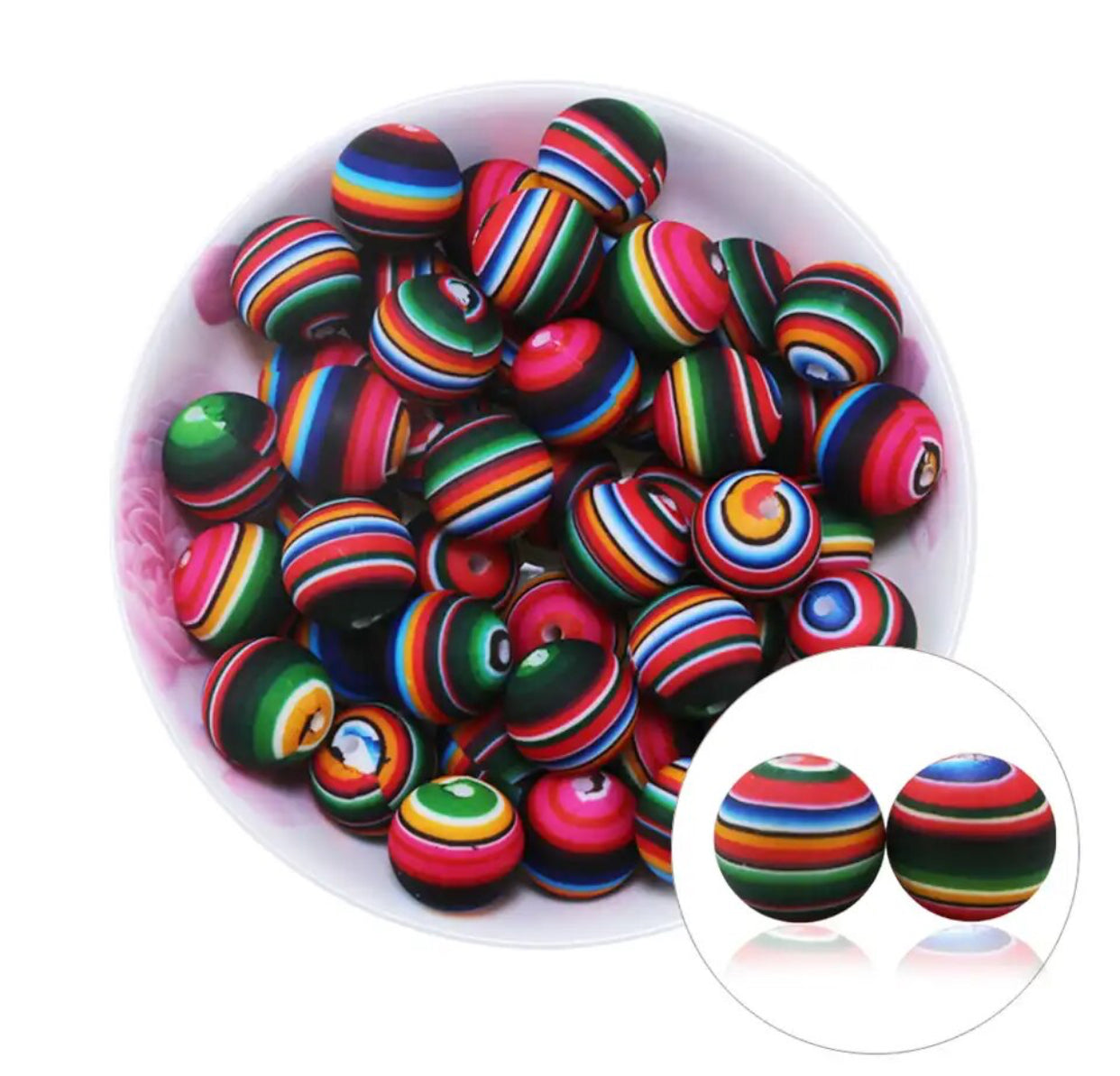 A-6043- 15mm  “Serape” Silicone Beads