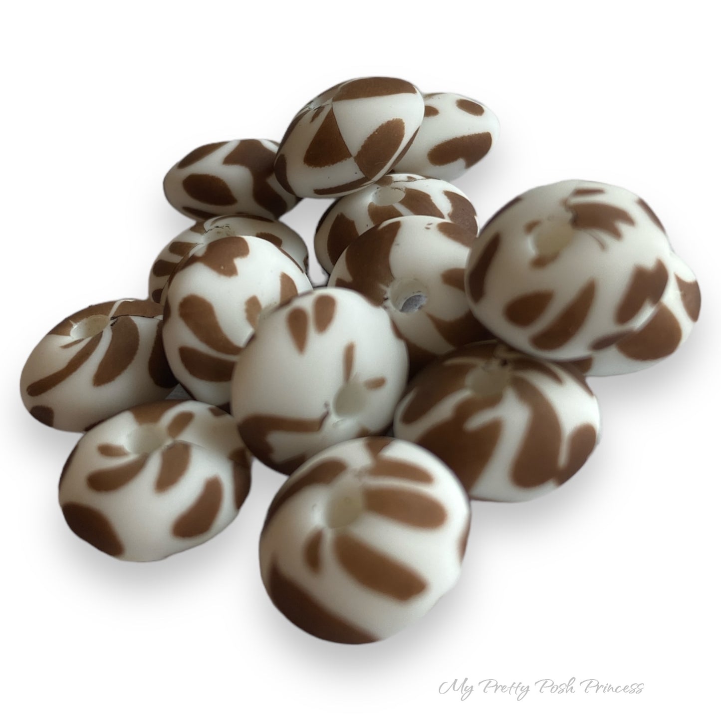 T282- 12mm “Chocolate Moo” Lentils Silicone Beads