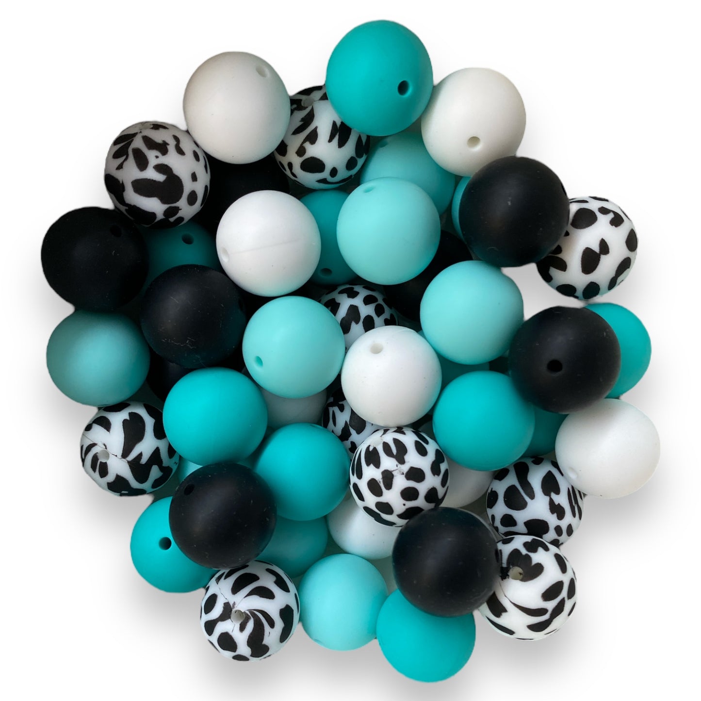 CK - 127 -  19mm "Aqua Cow" 50 Count  Silicone Bead Pack