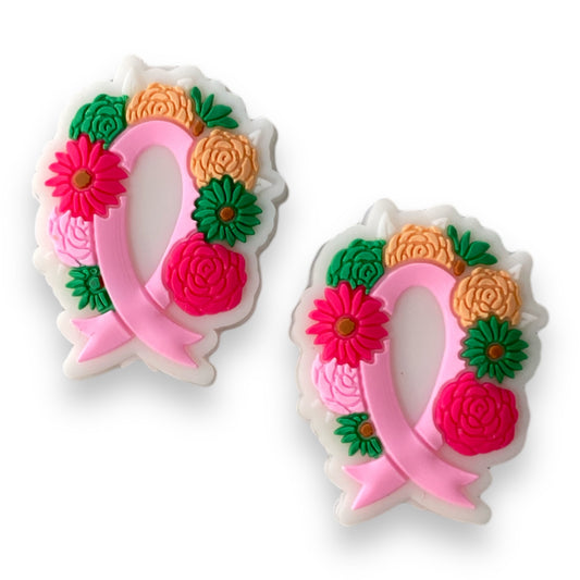 e676- "Breast Cancer Awareness Design"  Focal (1 Count) Bead Silicone