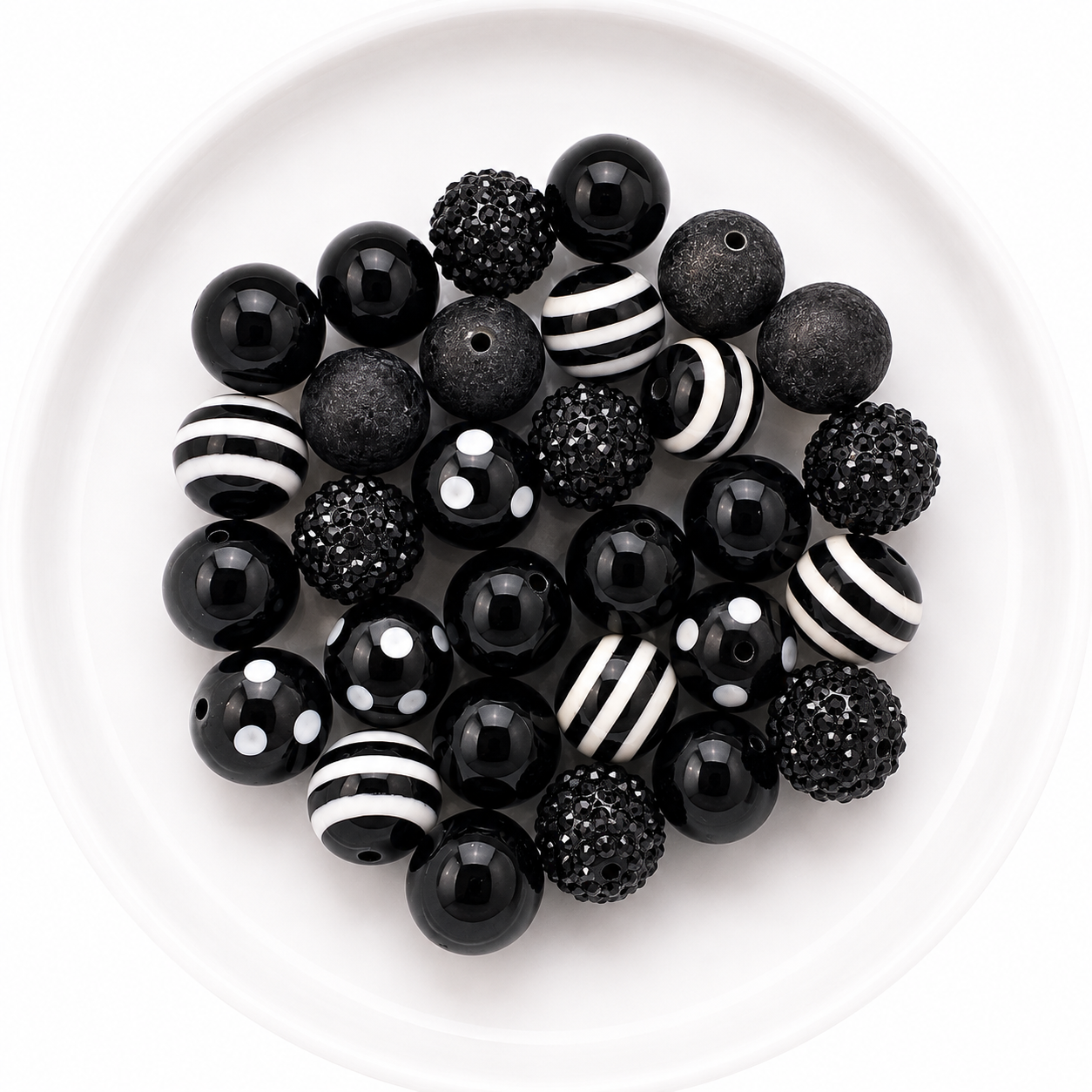 Black 20mm Acrylic Bubblegum Bead Mix | Wholesale Bulk Beads | 30 Count