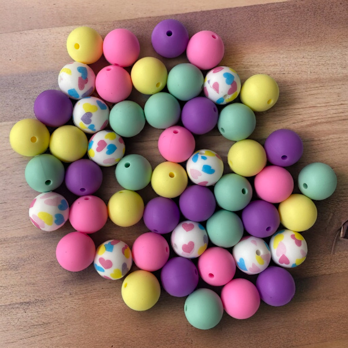 CK - 126 -  15mm "Pastels" 50 Count  Silicone Bead Pack