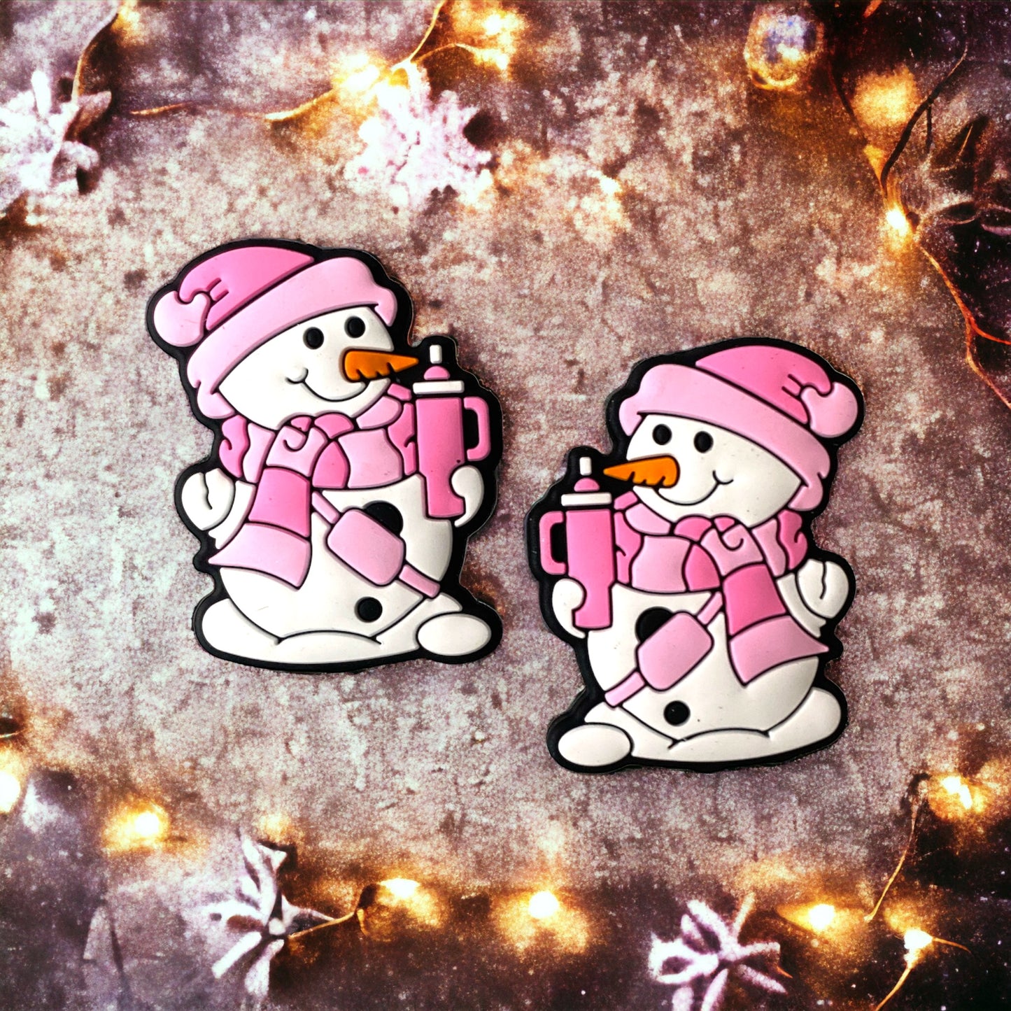 T413 -  “Pink Snowman” Silicone Focal Bead (1 Count)