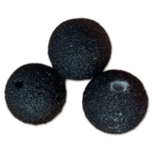 W565- 16mm "Black" Fine Glitter Acrylic Bead (1 Count)