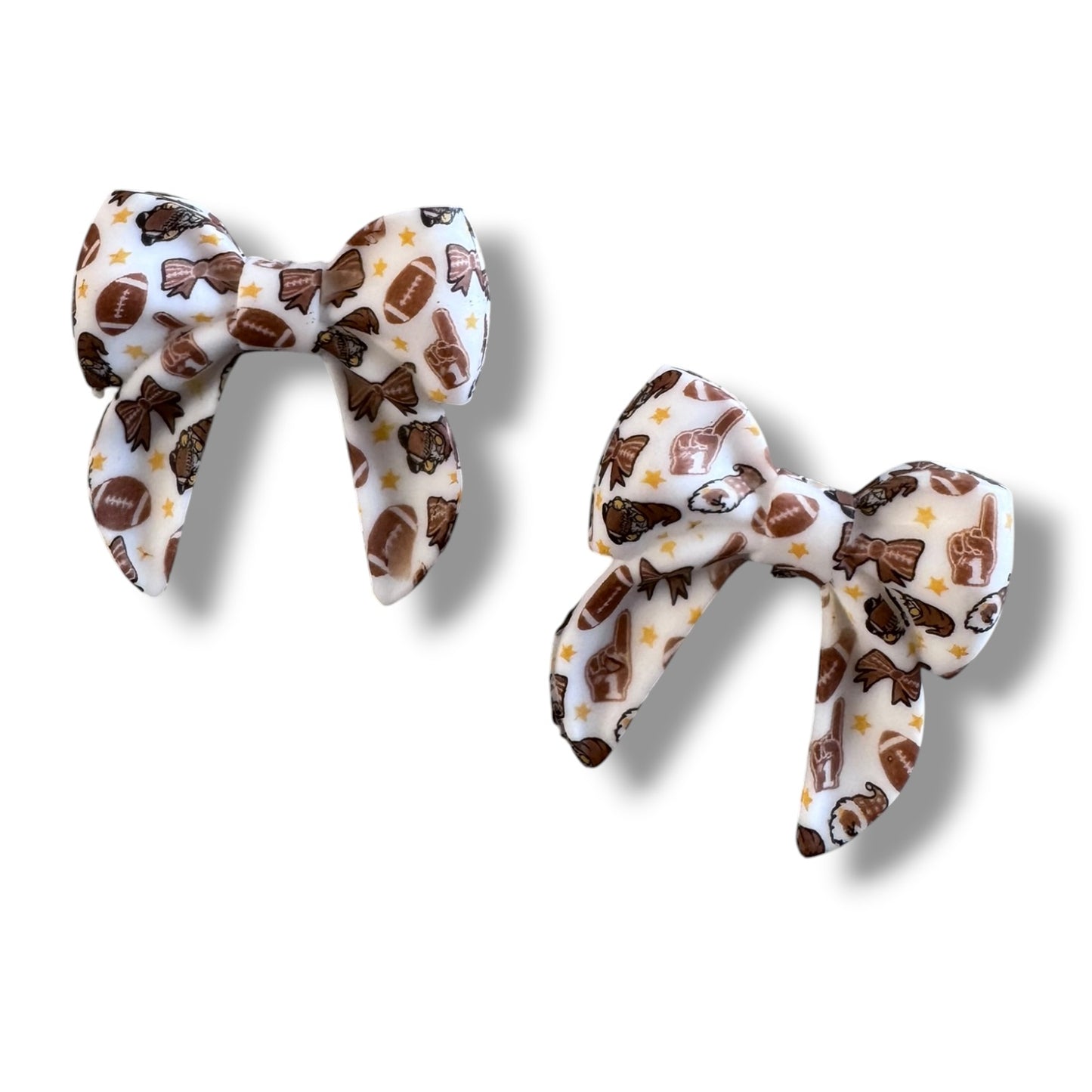 h1006- "Football Bow" Silicone Focal Bead for DIY Crafts (1 Count)
