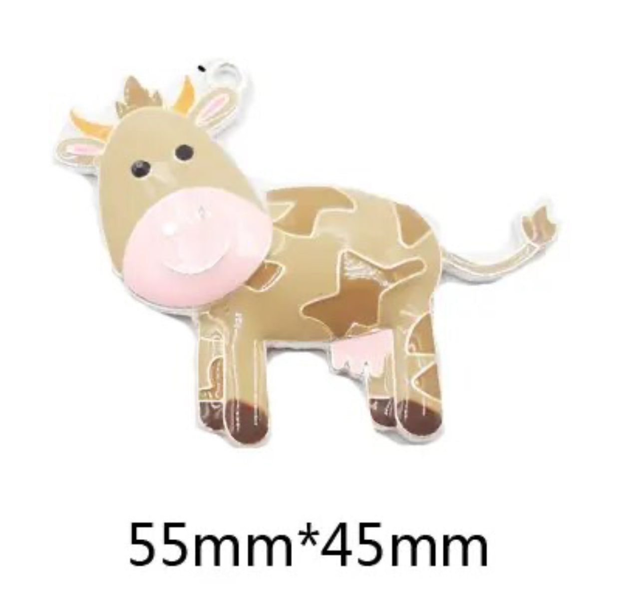 Q-A47 - Brown Cow Enamel Alloy Metal Pendant