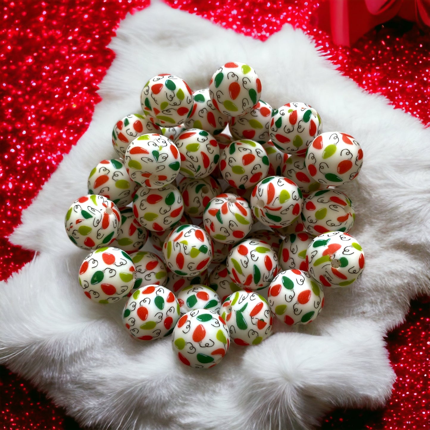 #743 - 15mm “Holiday Lights" Silicone  Beads