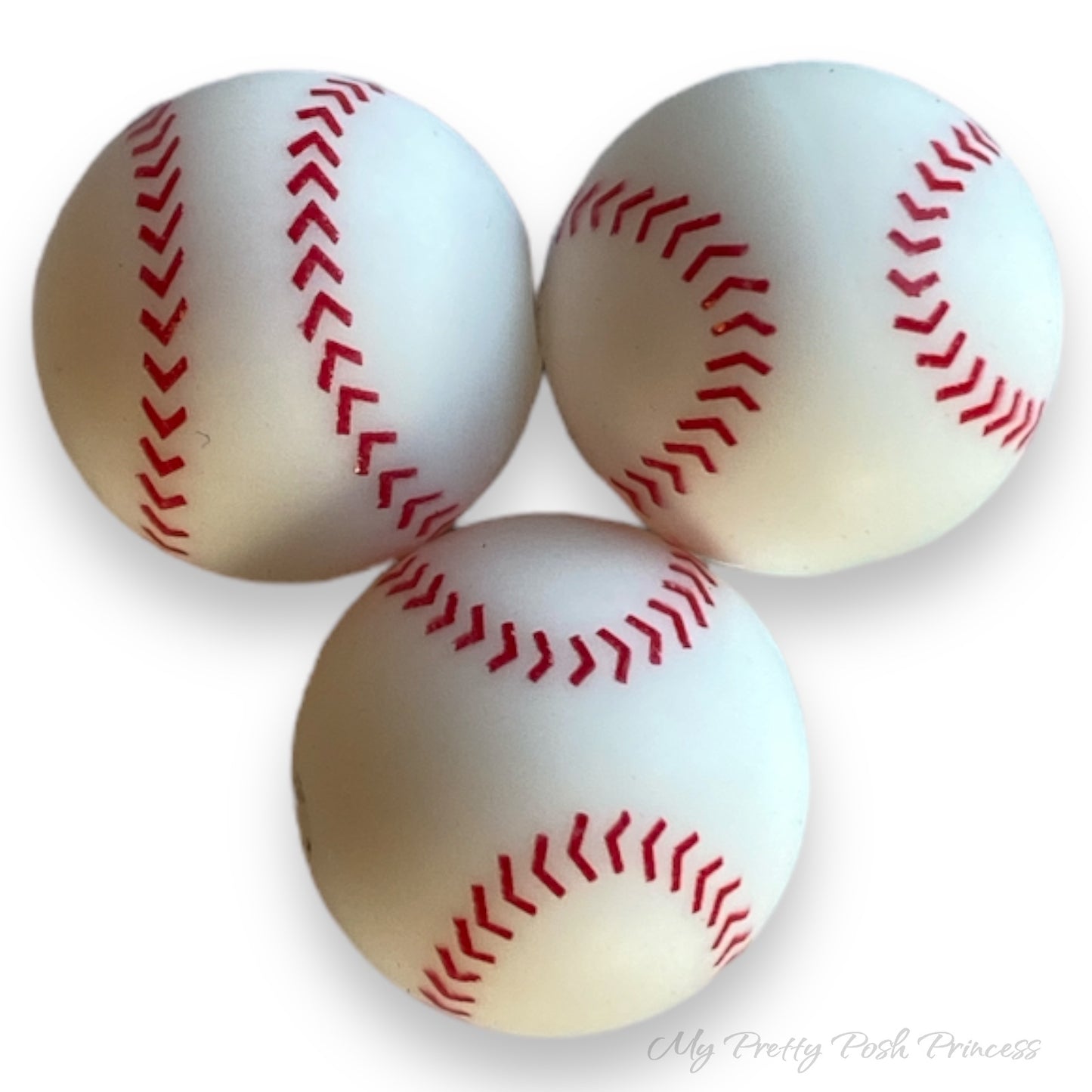 A45 - 15mm "Baseball" (10 Count) Silicone Beads, Craft Supplies