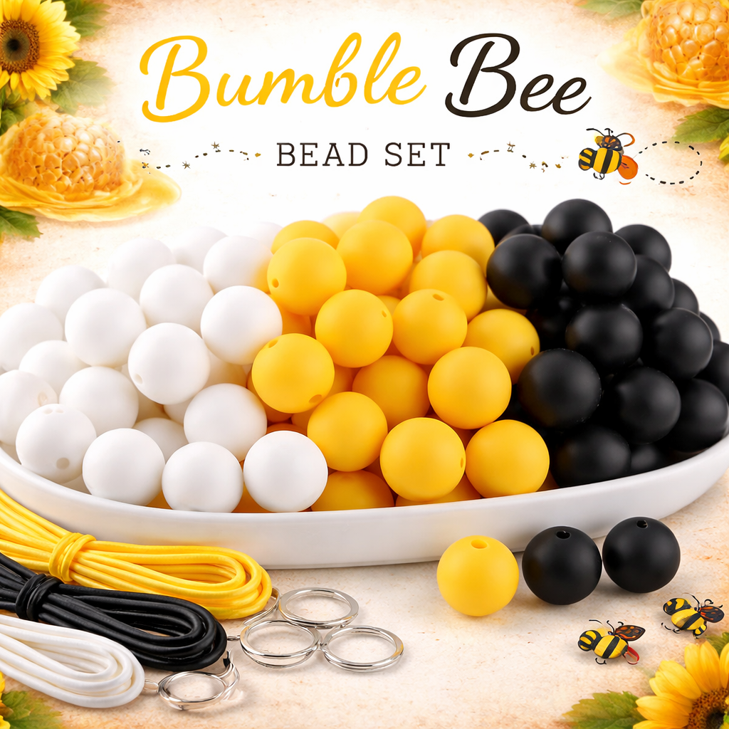 Bumblebee (30 Count 15mm Silicone Bead Pack) – Ideal for Beadable Pens & Keychains