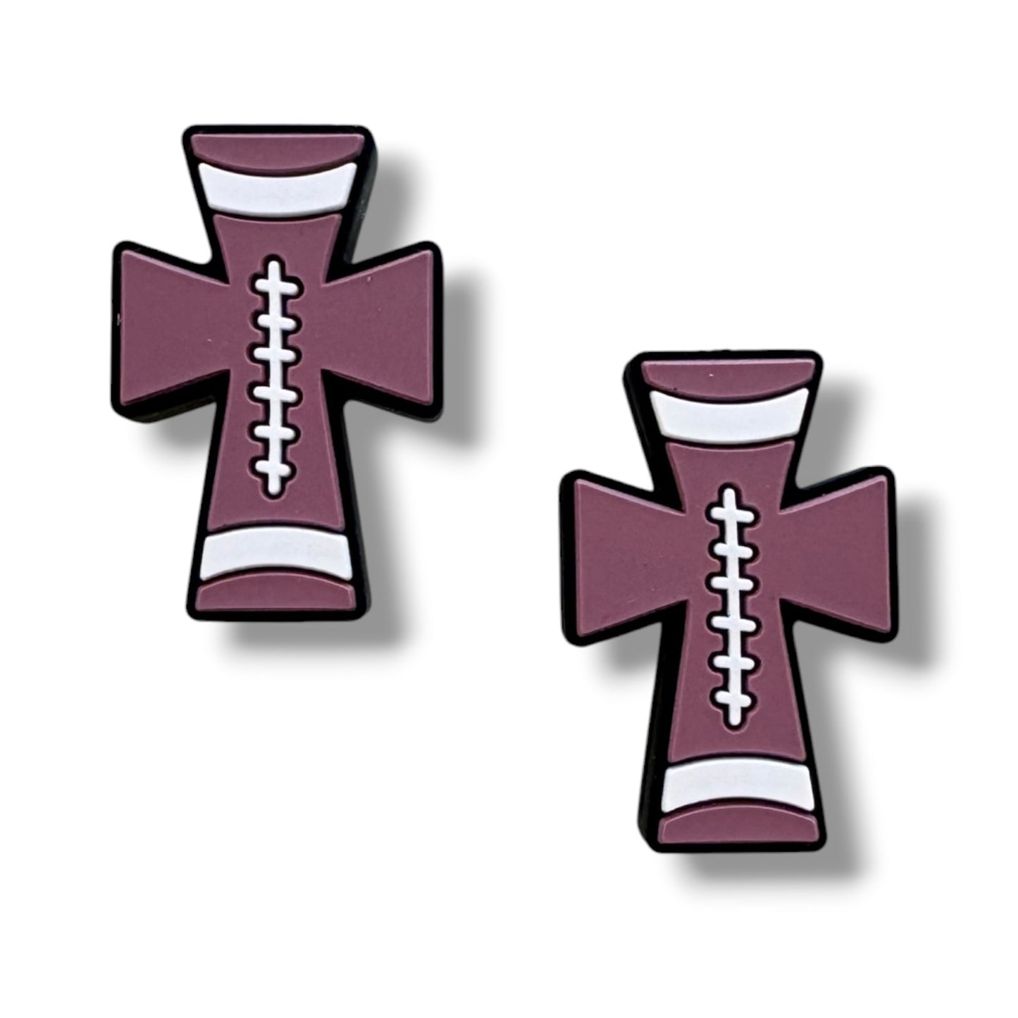 h1008- "Football Cross" Silicone Focal Bead for DIY Crafts (1 Count)