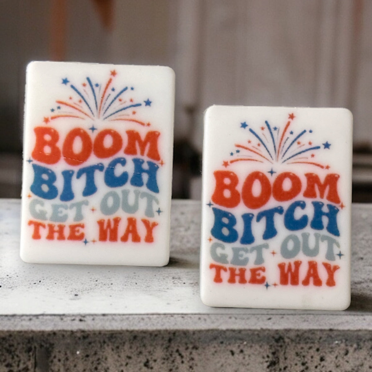 h902 - "Boom B*tch"  Silicone Focal Bead (1 Count)