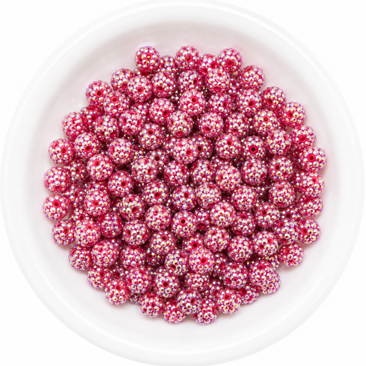 #200 - 12mm Dark Red AB Rhineston  Beads (20 Count)