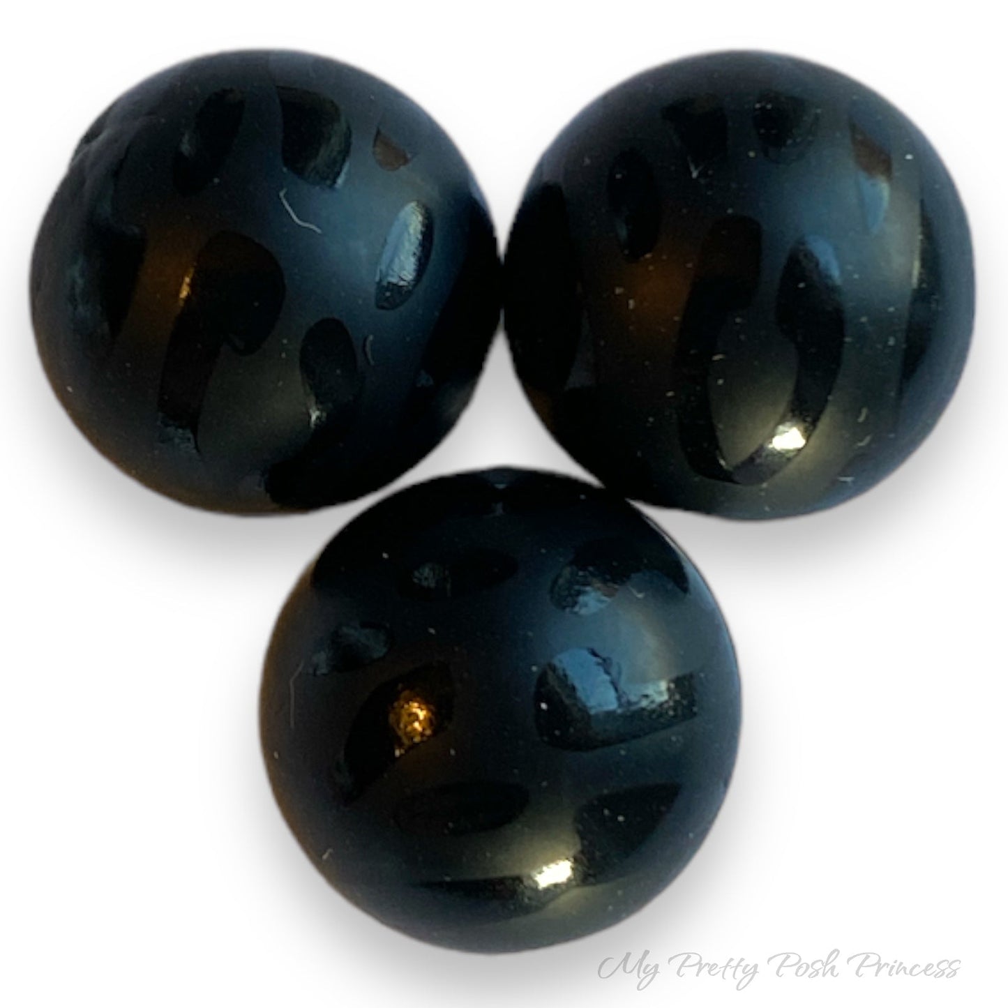 #765 - 19mm Black on Matte Black Leopard ” Silicone Beads