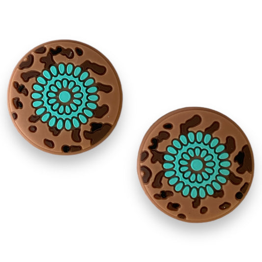 X448 -  Western (Brown/Aqua)  Silicone (1 Count) Focal Bead