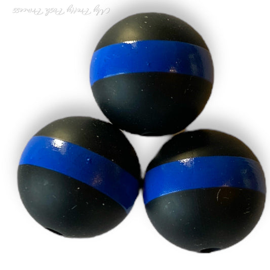 A-6031- 15mm “Thin Blue Line- Police” Silicone Beads