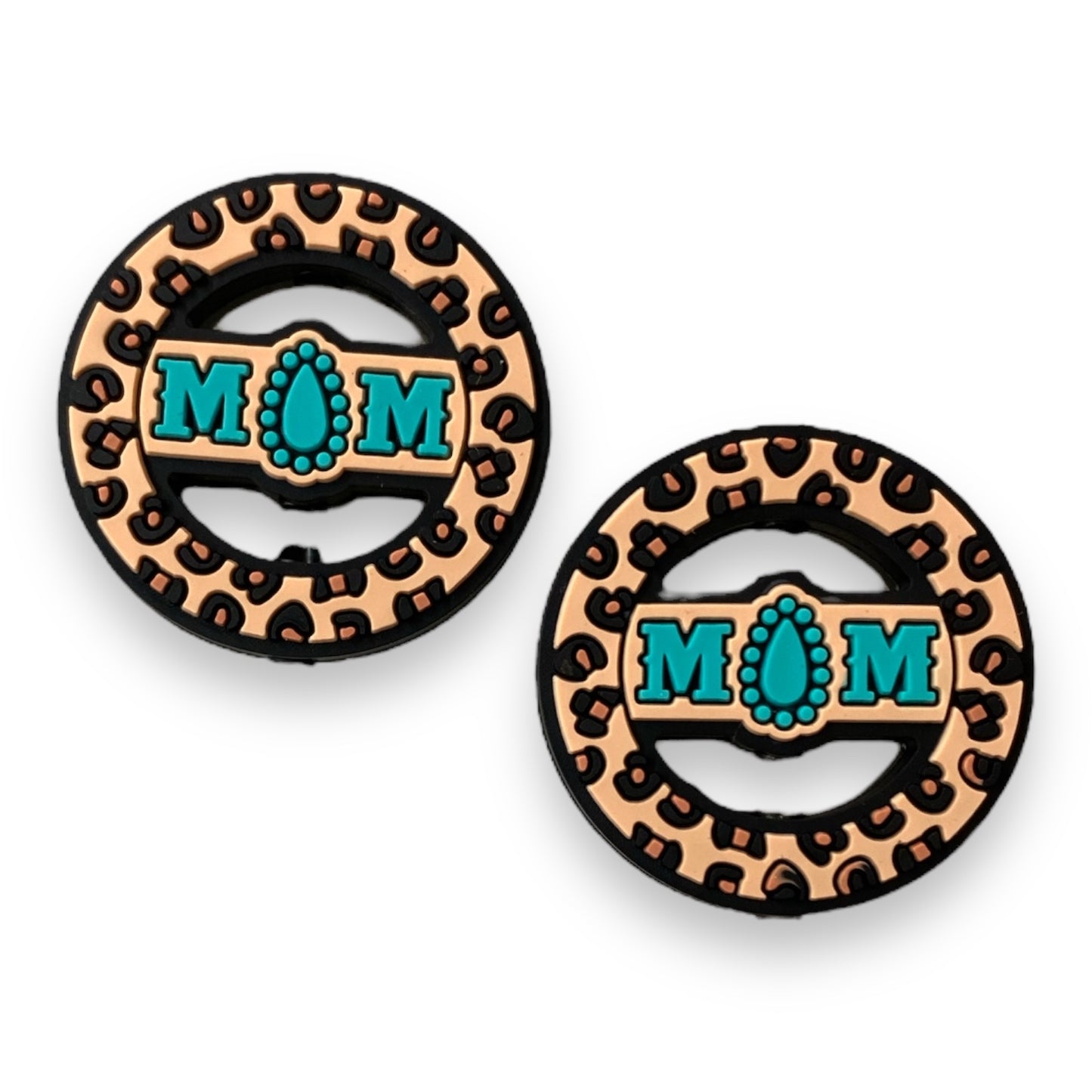 X375 -  “Mom- Brown Round" Silicone Focal Bead (1 Count)