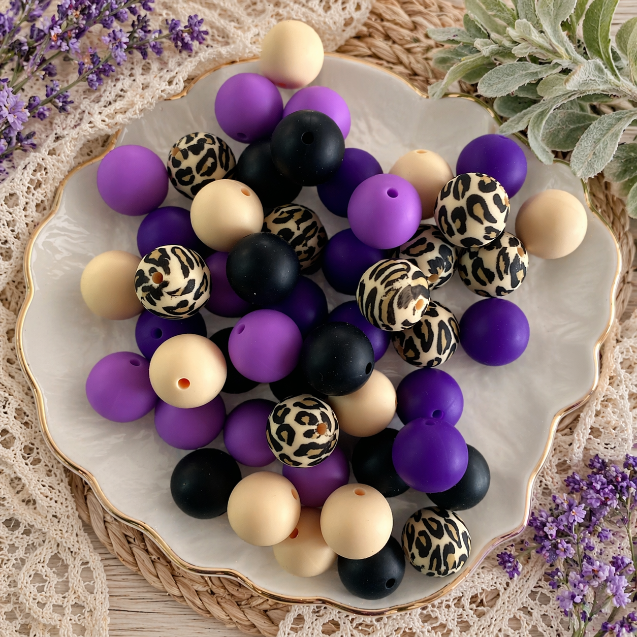 "Royal Safari" 15mm Silicone 50 Count Bead Pack– Ideal for Beadable Pens & Keychains