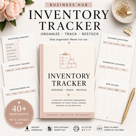 Inventory Tracker | Printable Inventory Management Workbook