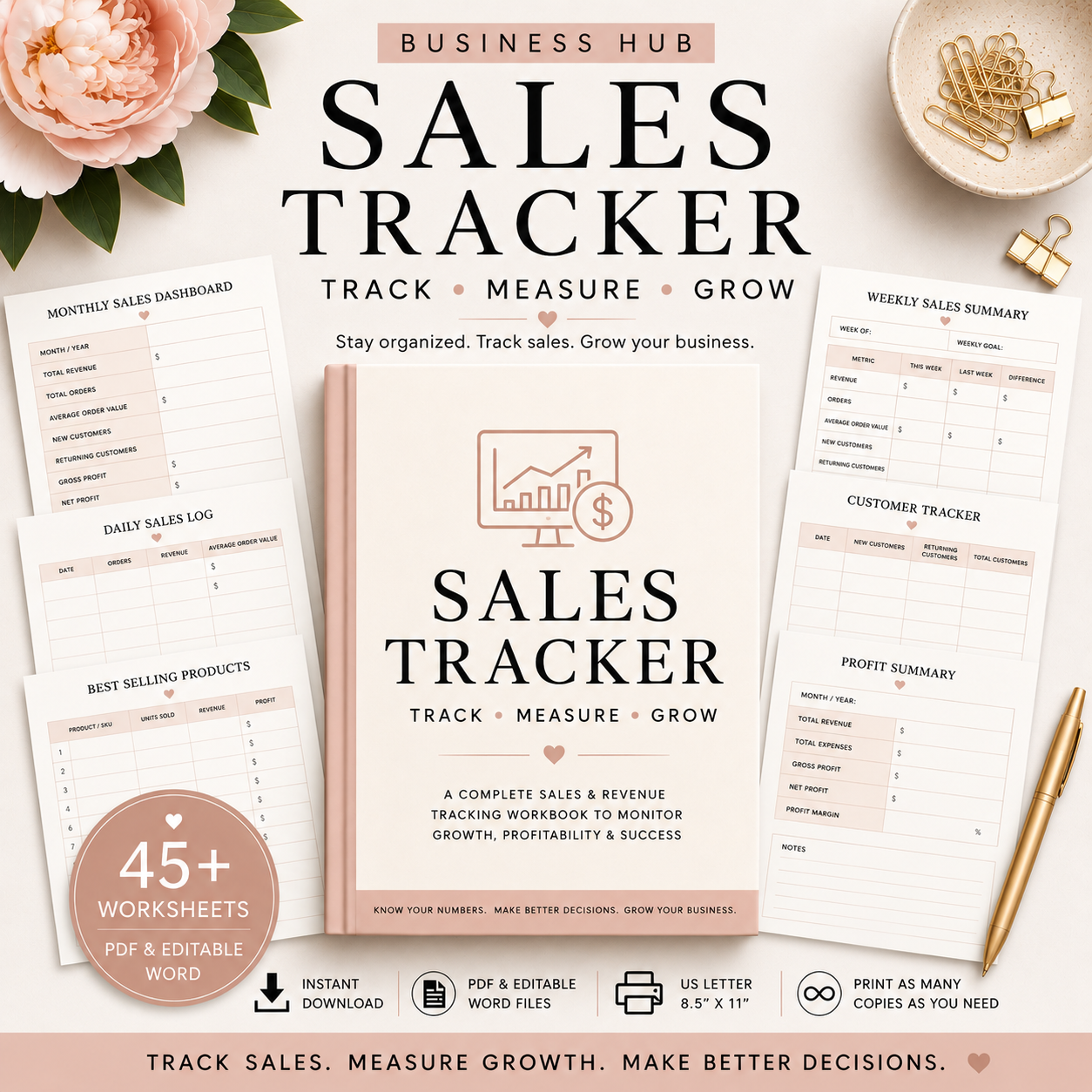 Sales Tracker | Printable Sales & Revenue Workbook