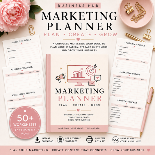 Marketing Planner | Printable Small Business Marketing Workbook