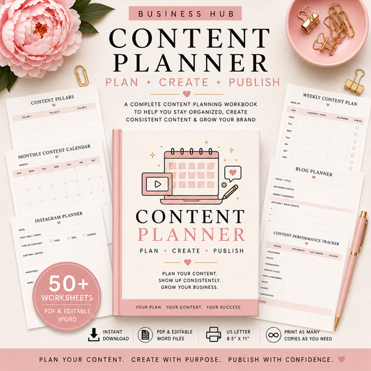 Content Planner | Printable Social Media & Content Workbook
