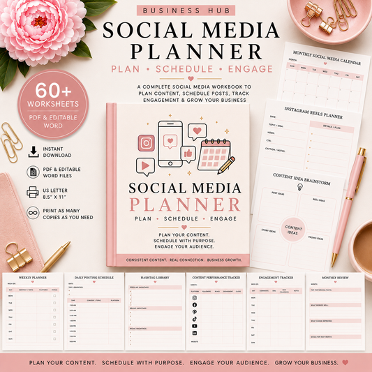 Social Media Planner | Printable Business Social Media Workbook