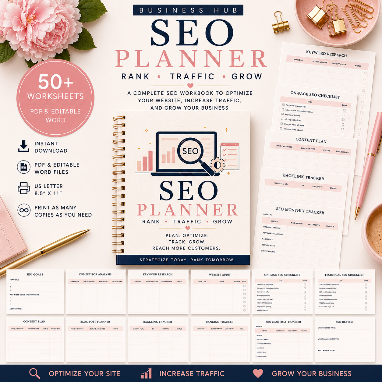SEO Planner | Printable  Workbook