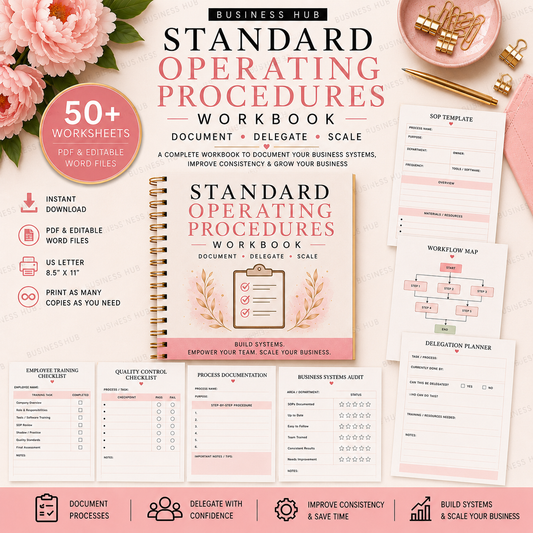 Standard Operating Procedures (SOP) Workbook | Printable Business Systems Planner