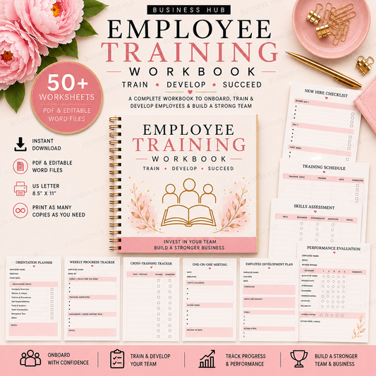Employee Training Workbook | Printable Staff Onboarding & Training Planner