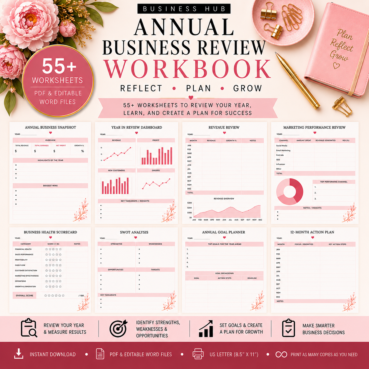Annual Business Review Workbook | Printable Year-End Business Planning Workbook
