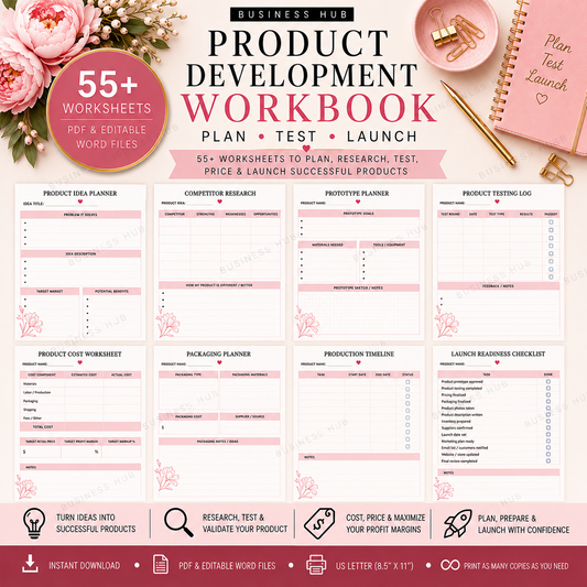 Product Development Workbook | Printable Product Planning & Launch Planner
