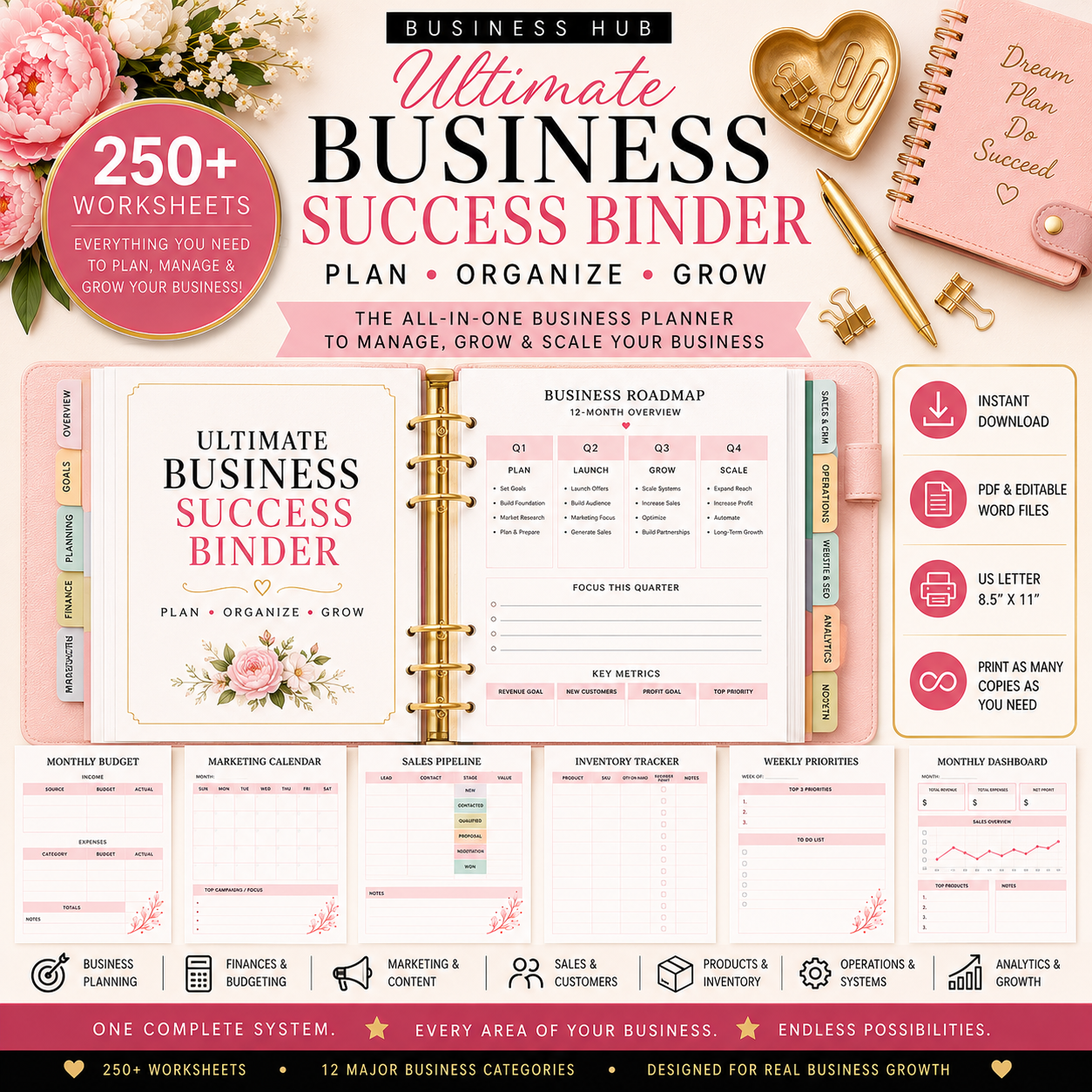 Ultimate Business Success Binder | All-in-One Small Business Planner | Over 300 Sheets