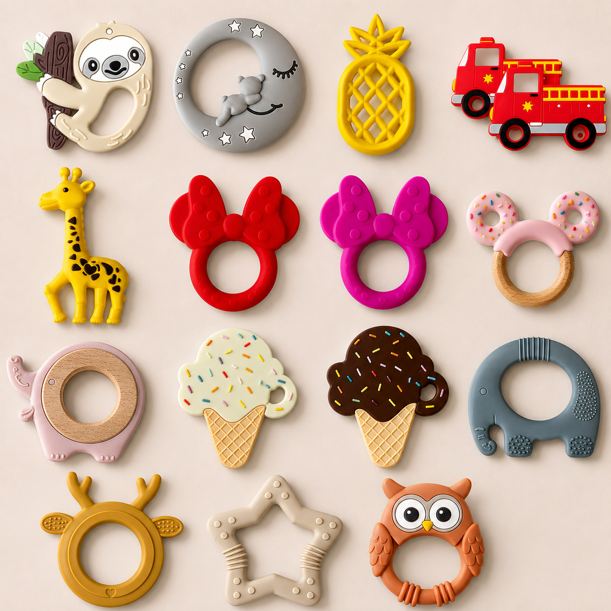 2 Silicone Pendant/Teethers Random Selection (Not All Shown In Photos) *WAREHOUSE SALE*
