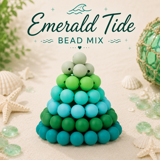"Emerald Tide" - 15mm Silicone 60 Count Bead Pack – Ideal for Beadable Pens & Keychains