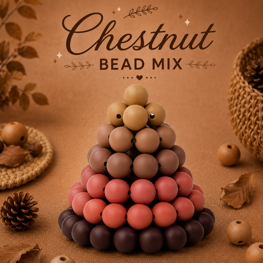 "Chestnut" - 15mm Silicone 60 Count Bead Pack – Ideal for Beadable Pens & Keychains