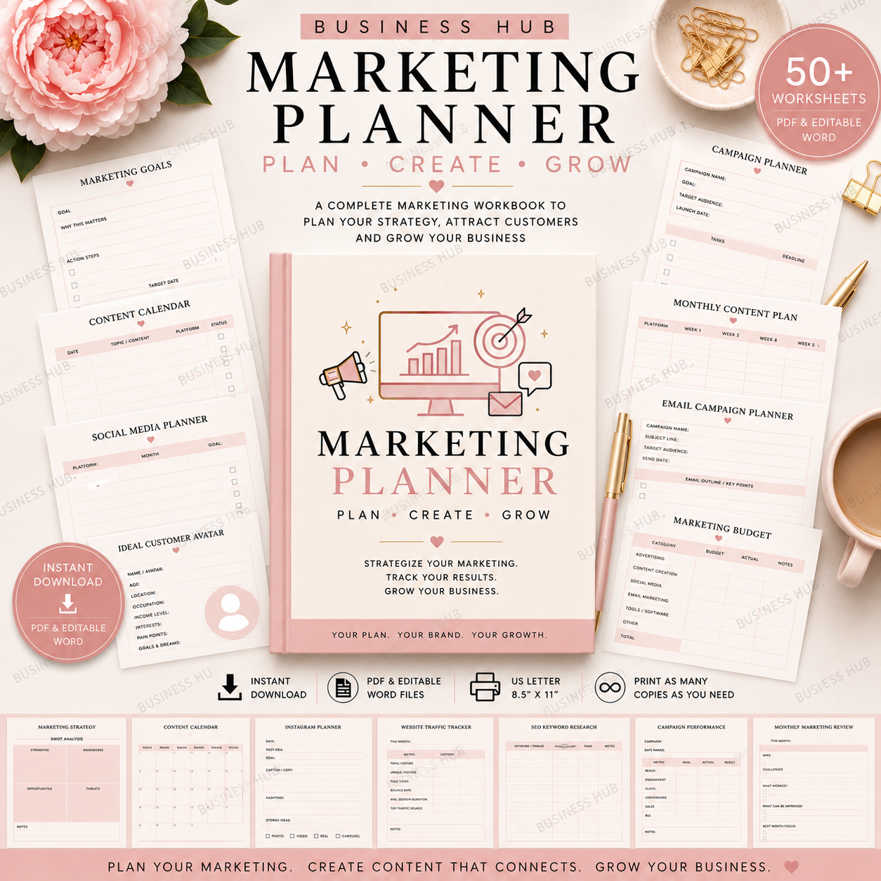 Marketing Planner | Printable Small Business Marketing Workbook