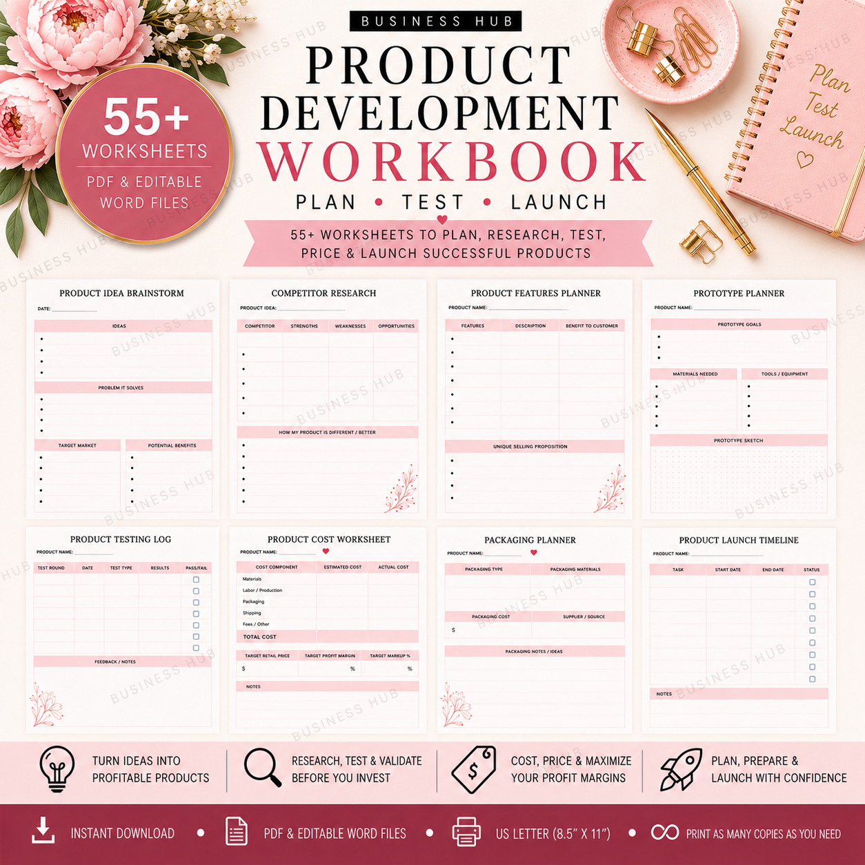 Product Development Workbook | Printable Product Planning & Launch Planner